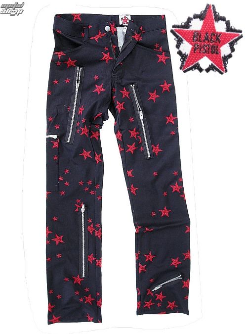 nohavice pánske Black Pistol - Two Leg Pants Stars - Black / Red - B-1-26-322-04