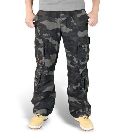 nohavice pánske SURPLUS - Airborne Vintage Trousers - Black Camo - 05-3598-42
