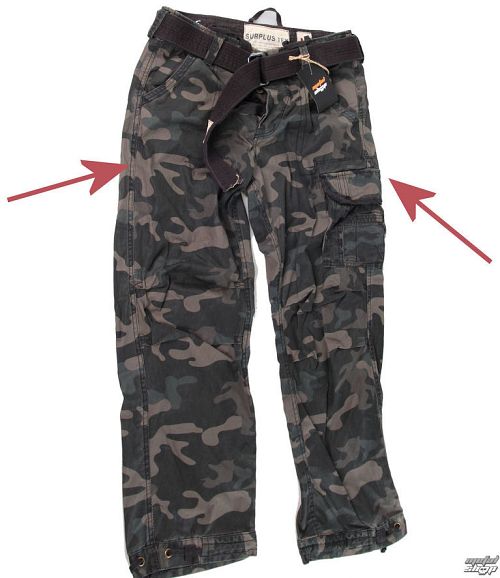 nohavice pánske SURPLUS - Premium Vintage - Black Camo - POŠKODENÉ - N158