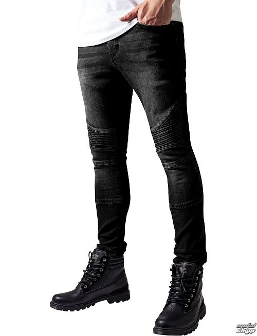 nohavice pánske URBAN CLASSICS - Slim Fit Biker Jeans - TB1436- black