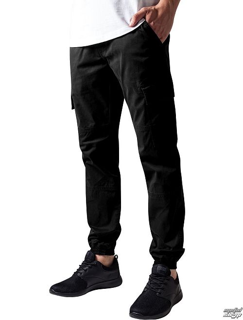 nohavice pánske URBAN CLASSICS - Washed Cargo Twil - TB1435-black