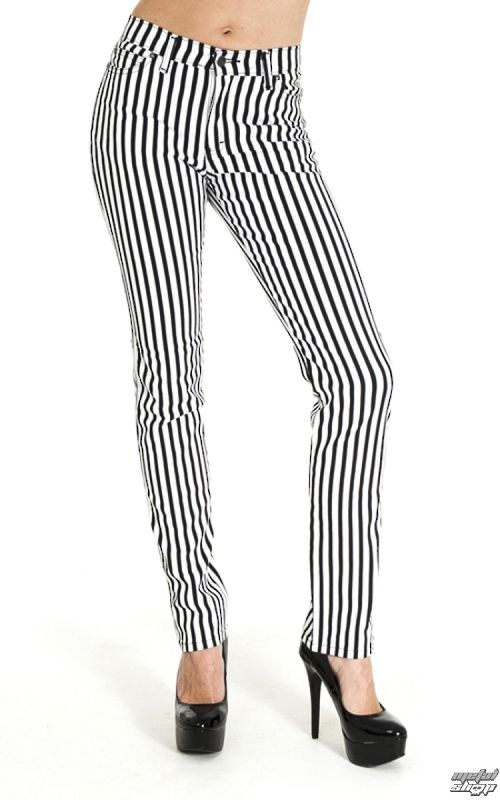 nohavice (unisex) 3RDAND56th - Striped Skinny - BLK/WHT - JM1176