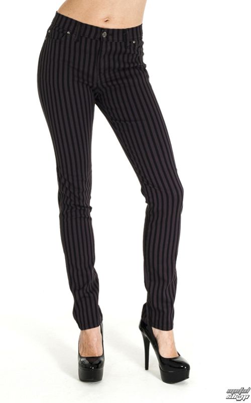 nohavice (unisex)- 3RDAND56th - Striped Skinny Jeans - Blk / Grey - JM1176