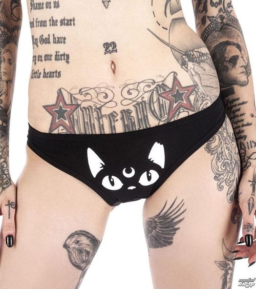 nohavičky dámske KILLSTAR - Keiko Kitty - Black - K-UND-F-2472
