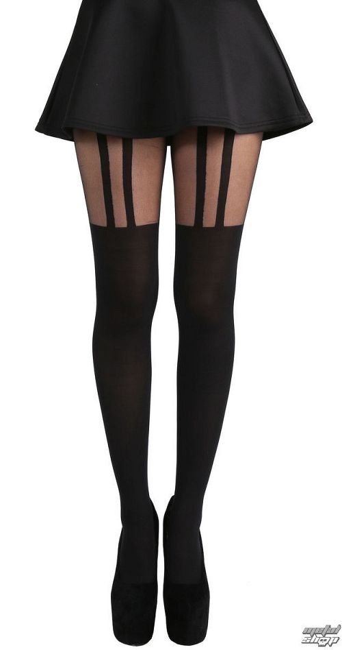 pančucháče PAMELA MANN - 2 Stripe Suspender - Black - PM1034