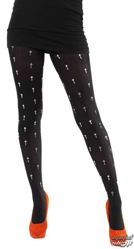 pančucháče PAMELA MANN - 80 Denier Tights With Silver Crosses - Black - 014