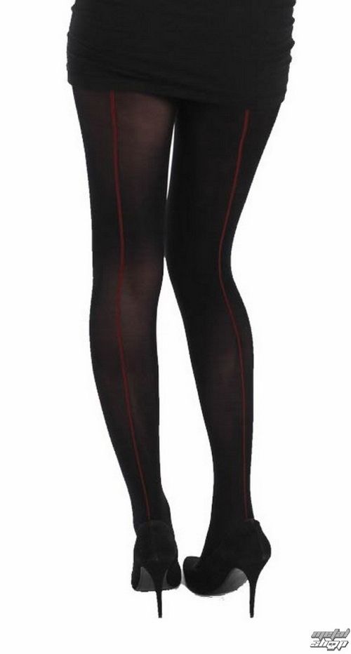 pančucháče PAMELA MANN - Denier Opague Seamed Tights - Black / Red - PM234