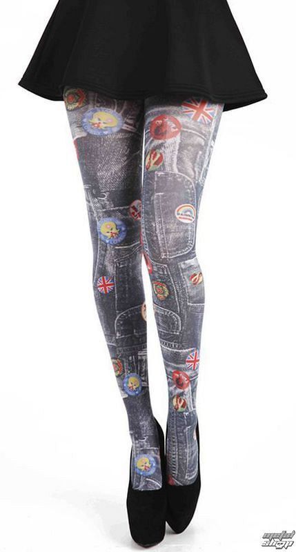 pančucháče PAMELA MANN - Denim Rockabilly Printed Tights - Multi - 095