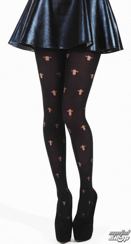 pančucháče PAMELA MANN - Opaque Cross Tights - Black - 042