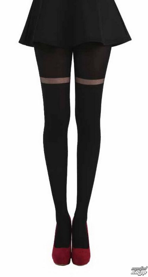 pančucháče PAMELA MANN - Opaque Tights With Sheer Stripe - Black - PM252