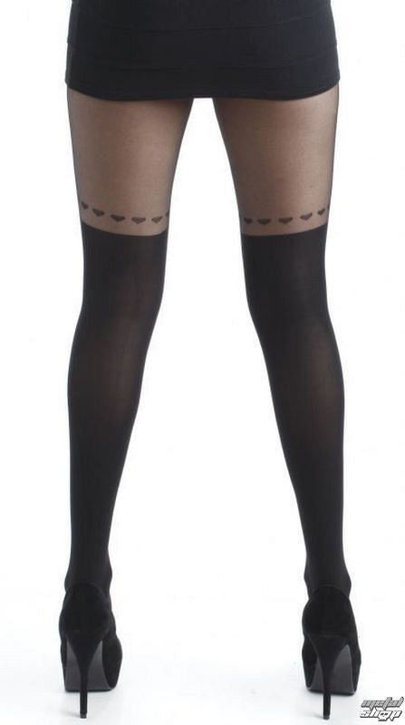 pančucháče PAMELA MANN - Over The Knee Hearts Tights - Black - 111