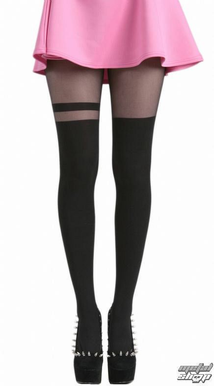 pančucháče PAMELA MANN - Over The Knee Stripe Tights - Black - 048