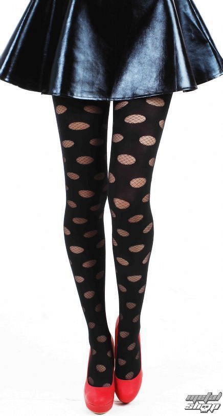 pančucháče PAMELA MANN - Reverse Texture Spot Tights - Black - 053