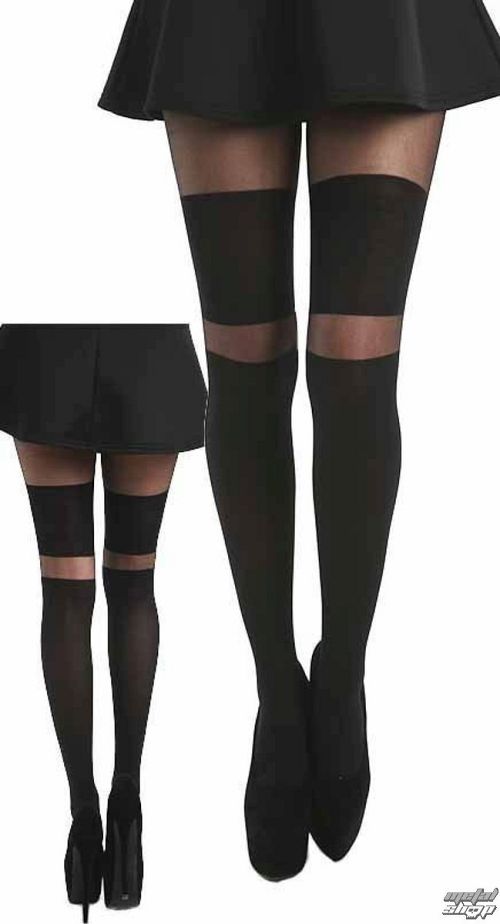 pančucháče PAMELA MANN - Stripe Wide OTK - Black - PM247