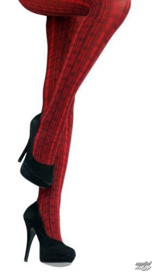 pančucháče PAMELA MANN - Textured Tartan - Red / Black - PM1006