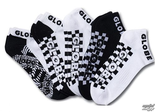 ponožky -set 5 párov- GLOBE - Globe Strobe Ankle - BLACK-WHITE