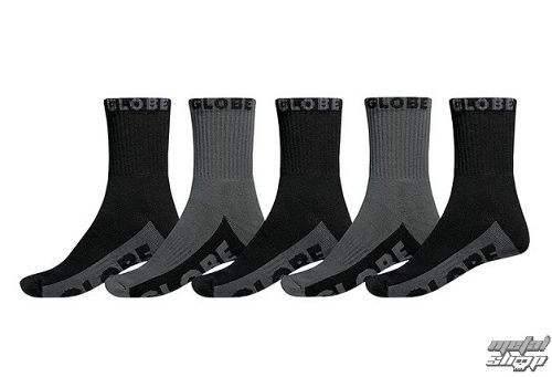 ponožky -set 5 párov- GLOBE - New Trade Crew - BLACK-GREY