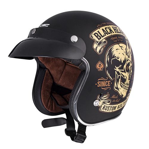 prilba BLACK HEART - DEVIL SKULL - BLACK - Black Matt / Skull Horn