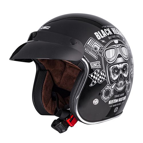 prilba BLACK HEART - PISTON SKULL - BLACK - Black / W-tec skull