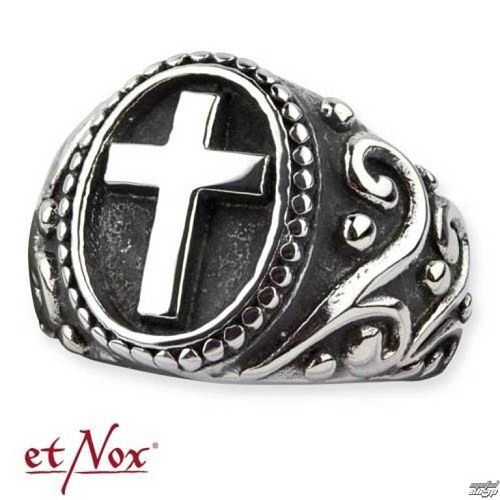 prsteň ETNOX - Black Ornament Cross - SR1165