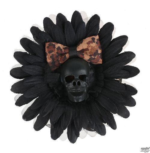 sponka do vlasov Skull - Black/Brown Bow - NSF016