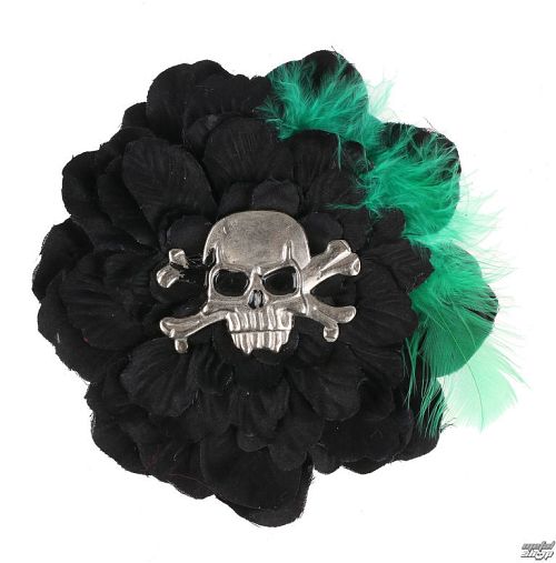 sponka do vlasov Skull - Black / Green - NSF008