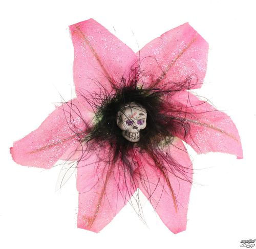 sponka do vlasov Skull - Flower - Pink - NSF011