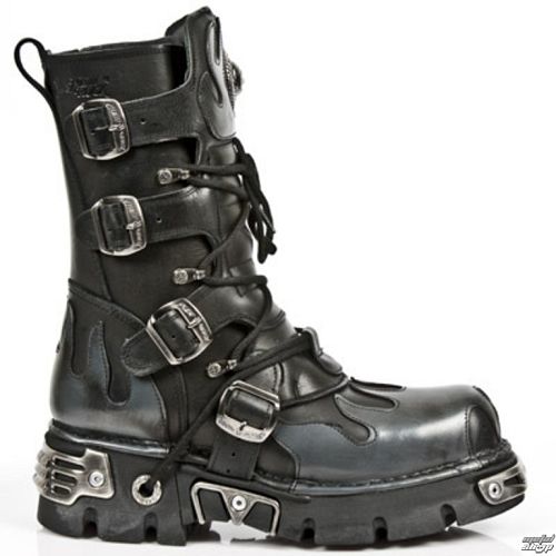 topánky NEW ROCK - Flame Boots (591-S2) Black-Grey - N-8-05-700-08