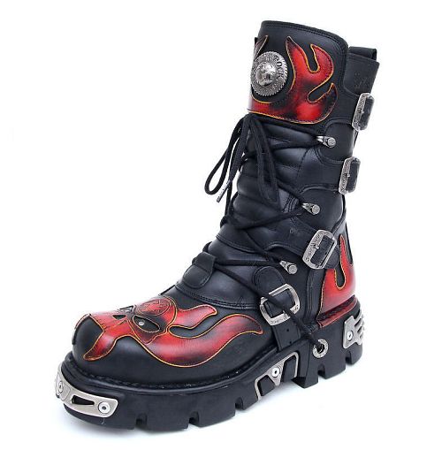 Topánky New rock - Vampire Boots (107-S1) Black-Orange - N-8-01-700-09