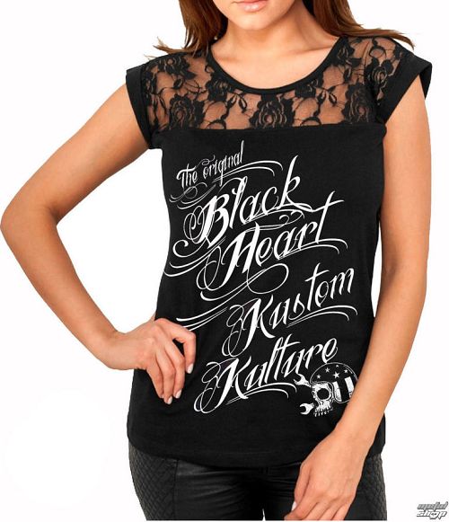 tričko dámske BLACK HEART - KUSTOM KULTURE - BLACK - 010-0051-BLK