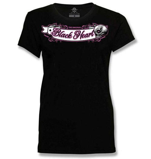 tričko dámske BLACK HEART - SHIELD - BLACK - 010-0114-BLK