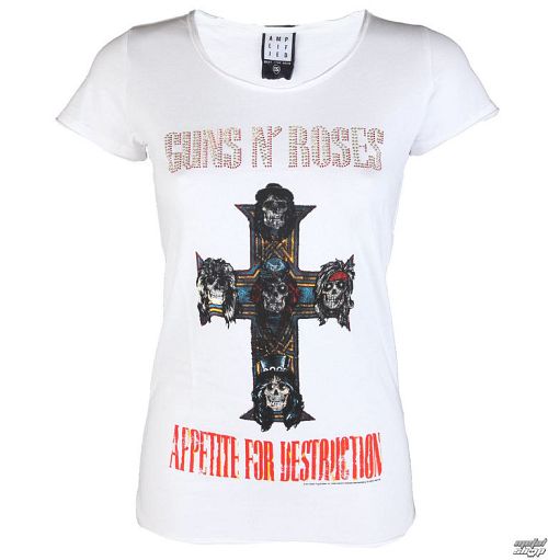 tričko dámske Guns N' Roses - CLASSIC DIAMANTE - WHT - AMPLIFIED - AV601APS