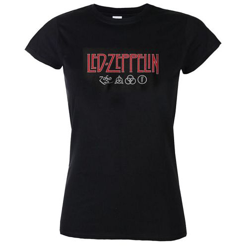 tričko dámske Led Zeppelin - Logo & Symbols - Black - RTLZEGSBLOG