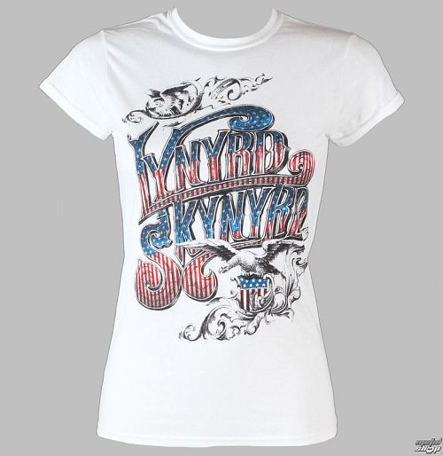 tričko dámske Lynyrd Skynyrd - Usa Flag Logo - LIVE NATION - White - PELS01180