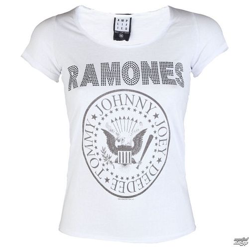 tričko dámske RAMONES - LOGO DIAMANTE - WHITE - AMPLIFIED - AV601RLW