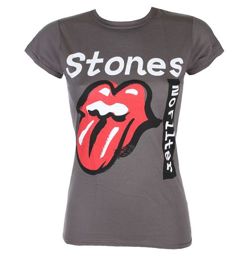 tričko dámske Rolling Stones - No Filter Text - Charcoal - ROCK OFF - RSTS98LC