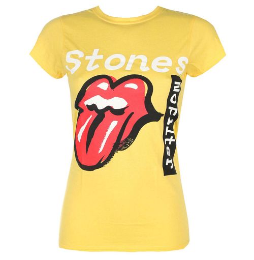 tričko dámske Rolling Stones - No Filter Text - Yellow - ROCK OFF - RSTS98LY