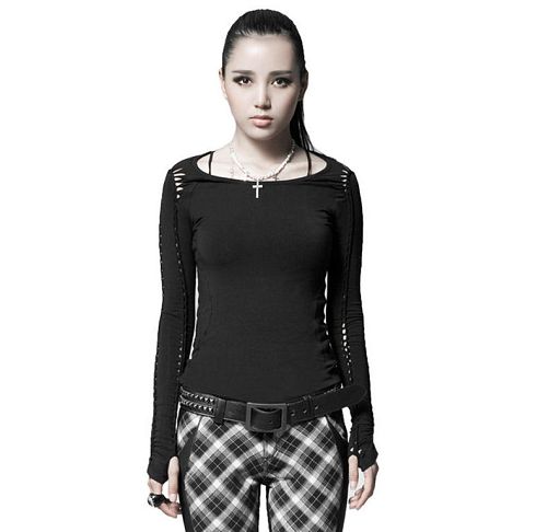 tričko dámske s dlhým rukávom PUNK RAVE - Soliaris - black - PT-018-bk