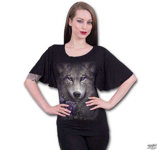 tričko dámske SPIRAL - WOLF ROSES - Black - T150F719