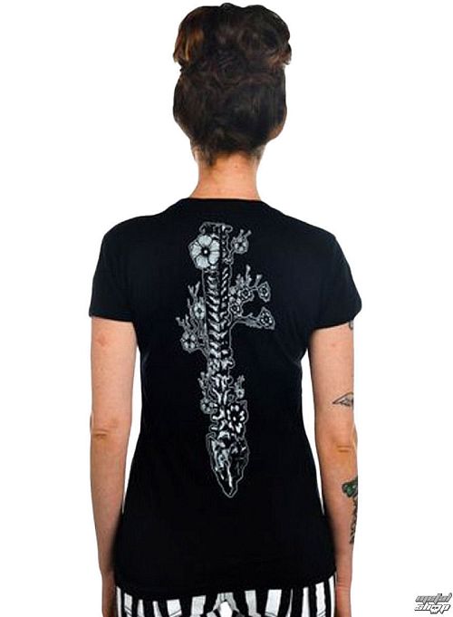 tričko dámske TOO FAST - Flower Spine - Black