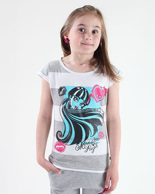 tričko dievčenská Monster High - White/Grey - MOH 518