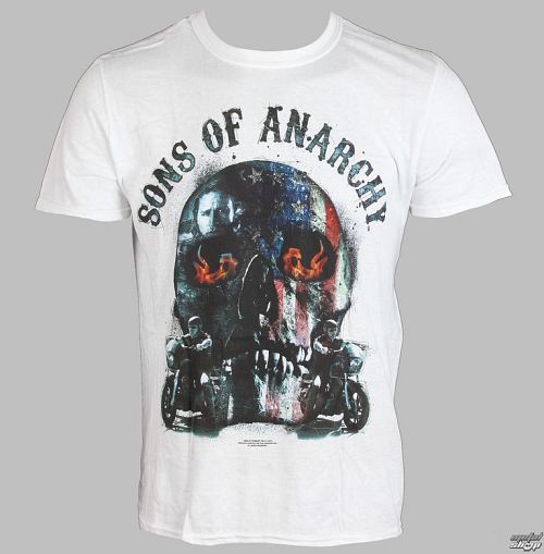 tričko pánska Sons Of Anarchy - Biker Skull - White - LIVE NATION - PE11067TSWP