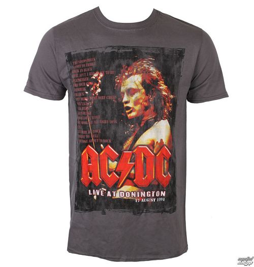 tričko pánske AC/DC - Donington Set List - Charcoal - ROCK OFF - ACDCTS48MC