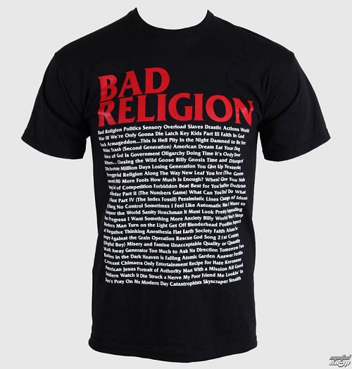 tričko pánske Bad Religion - Song List - Black - 00384 - KINGS ROAD
