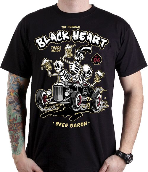 tričko pánske BLACK HEART - BEER BARON - BLACK - 001-0115-BLK