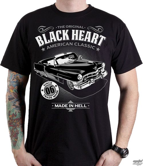 tričko pánske BLACK HEART - CADILLAC - BLACK - 001-0084-BLK