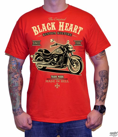 tričko pánske BLACK HEART - HARLEY - RED - 001-0092-RED