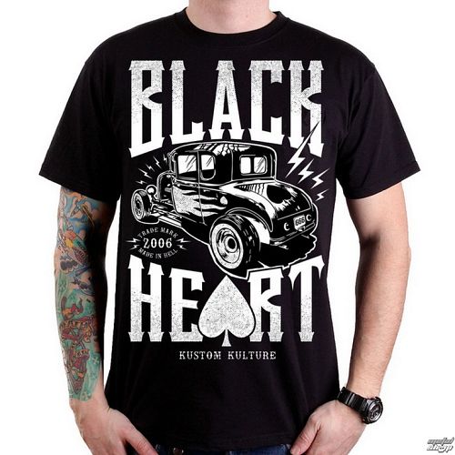 tričko pánske BLACK HEART - Hot Rod - Black - BH060
