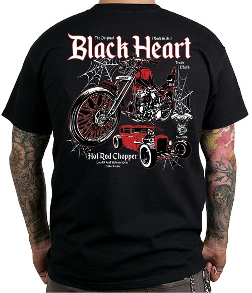tričko pánske BLACK HEART - HOT ROD CHOPPER MOTHER FUCKER - BLACK - 001-0102-BLK