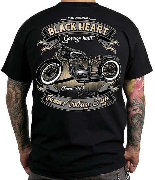 tričko pánske BLACK HEART - JAWA BOBBER - BLACK - 001-0116-BLK